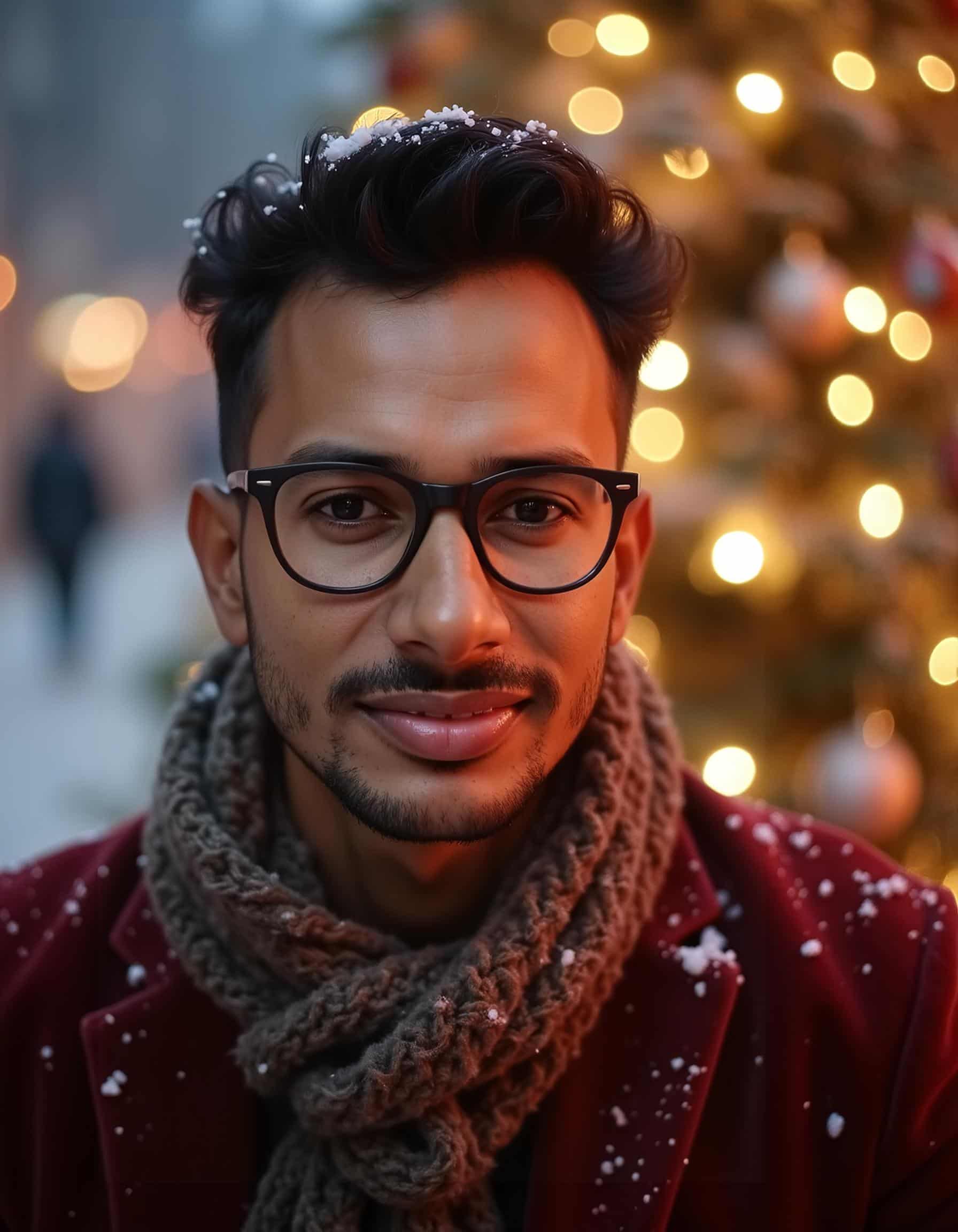 AI Christmas Photoshoot: Fashion-inspired portrait, bold colors | Unrealshot AI