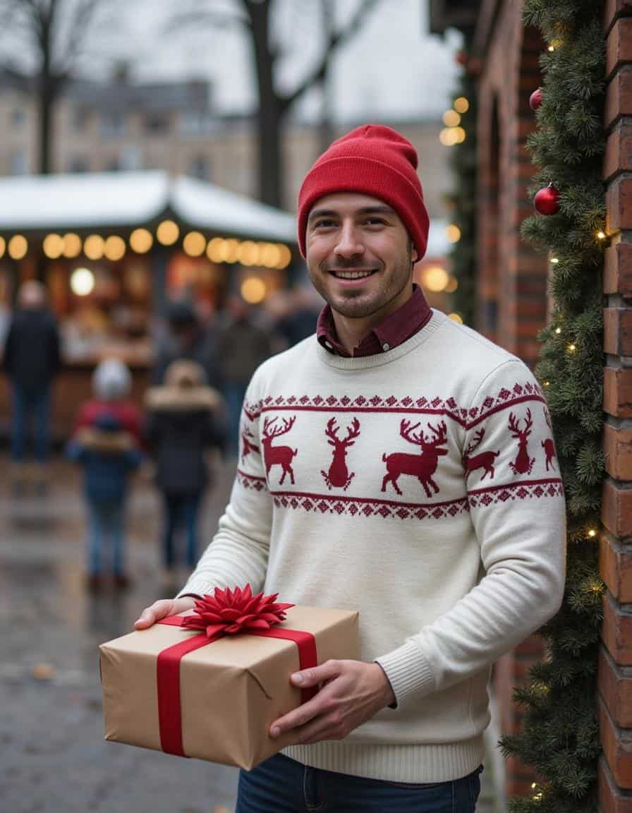 AI Christmas Photoshoot: Classic look against textured backdrop | Unrealshot AI
